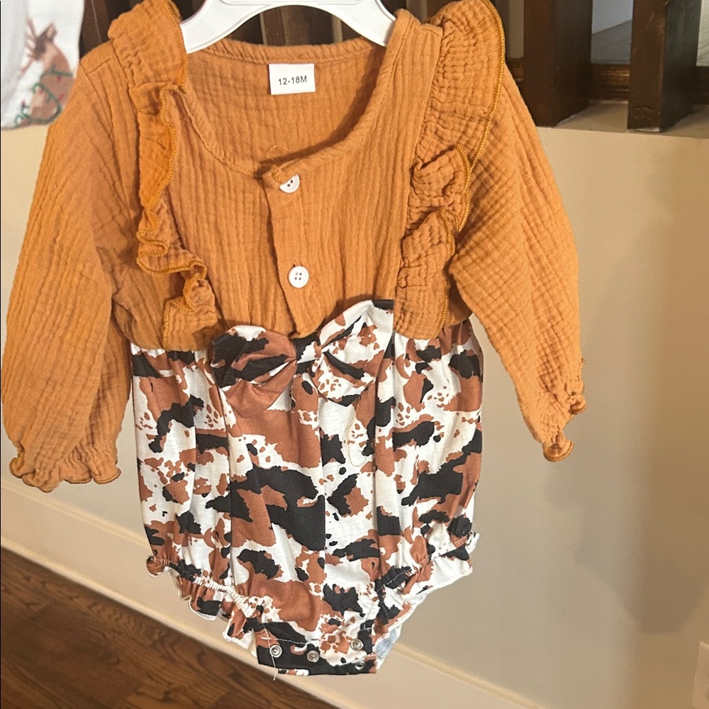 Cowgirl Ruffle Long Sleeve Baby Romper Halloween Texas